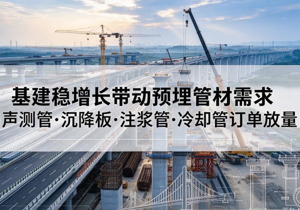 尼玛基建稳增长带动预埋监测管材需求，声测管、沉降板、注浆管订单持续放量